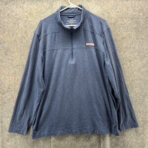 Vineyard Vines Edgartown Pullover Mens XL Blue Quarter Zip Mock Neck Shirt Top